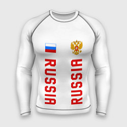 Рашгард мужской Россия три полоски на белом фоне, цвет: 3D-принт