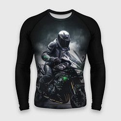 Рашгард мужской Мотоциклист и дым, цвет: 3D-принт
