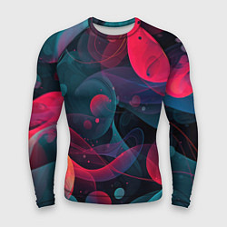 Рашгард мужской Синие и розовые лепестки абстракции, цвет: 3D-принт