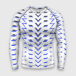 Рашгард мужской Чёрные и синие полосы на белом фоне, цвет: 3D-принт