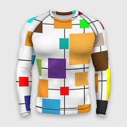 Рашгард мужской Разноцветные квадраты паттерны, цвет: 3D-принт