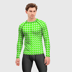 Рашгард мужской Зелёные лепестки шестиугольники, цвет: 3D-принт — фото 2