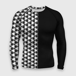 Рашгард мужской Белые треугольники на чёрном фоне, цвет: 3D-принт