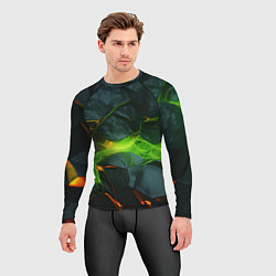 Рашгард мужской Неоновая яркая геометрическая абстракция со светом, цвет: 3D-принт — фото 2