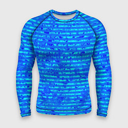 Рашгард мужской Яркий голубой абстрактный полосатый, цвет: 3D-принт