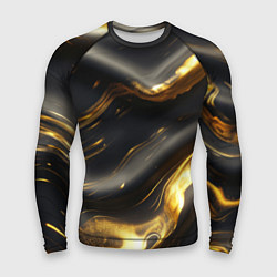 Рашгард мужской Черно-золотая волнистая текстура, цвет: 3D-принт