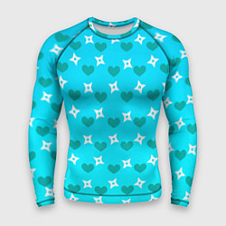 Мужской рашгард Сюрикены и сердечки: голубой