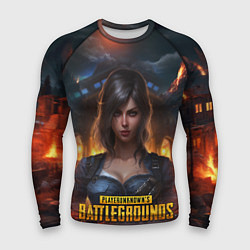 Рашгард мужской Женский PUBG девушка в огне, цвет: 3D-принт