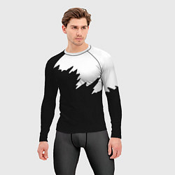 Рашгард мужской Просто краска черно белая, цвет: 3D-принт — фото 2