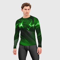 Рашгард мужской Яркая зеленая объемная абстракция, цвет: 3D-принт — фото 2