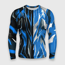 Мужской рашгард Синяя абстракция на чёрно-белом фоне