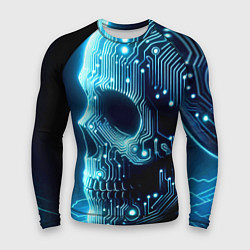 Рашгард мужской Cyber neon skull - ai art с дорожками на плате, цвет: 3D-принт