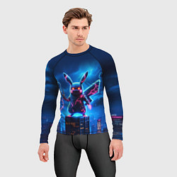 Рашгард мужской Пикачу в роли Годзиллы - неоновое свечение, цвет: 3D-принт — фото 2