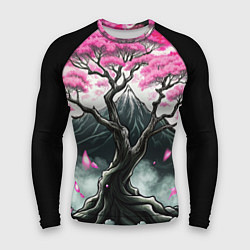 Рашгард мужской Япония сакура и горы, цвет: 3D-принт