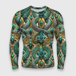Мужской рашгард Паттерн зеленые темные змеи