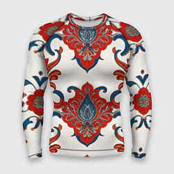 Рашгард мужской Узор красно-синий на белом фоне, цвет: 3D-принт