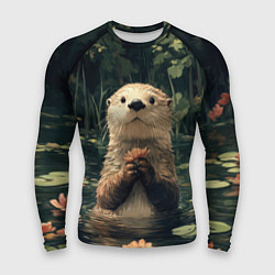 Рашгард мужской Выдра в лесном пруду, цвет: 3D-принт