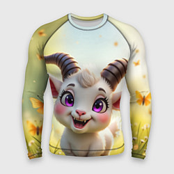 Рашгард мужской Козлёнок на лугу, цвет: 3D-принт