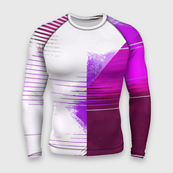 Мужской рашгард Горизонтальные полосы на розово-белом фоне