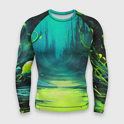 Рашгард мужской Зелёная кислотная абстракция, цвет: 3D-принт