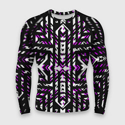 Рашгард мужской Чёрно-фиолетовые диагональные полосы на белом фоне, цвет: 3D-принт