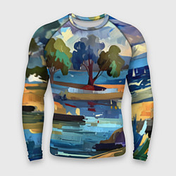 Мужской рашгард Летний пейзаж маслом