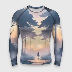 Мужской рашгард В лесу на закате