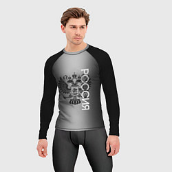 Рашгард мужской Герб России серый градиент посередине, цвет: 3D-принт — фото 2