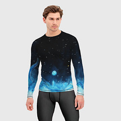 Рашгард мужской Синяя светящееся краска, цвет: 3D-принт — фото 2