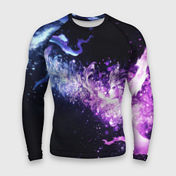 Рашгард мужской Фиолетово-синяя абстрактная волна, цвет: 3D-принт