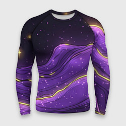 Рашгард мужской Фиолетовая текстура с золотыми звездочками, цвет: 3D-принт