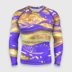 Рашгард мужской Фиолетово-золотая жидкая текстура, цвет: 3D-принт