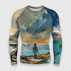 Рашгард мужской Мальчик и лодка, цвет: 3D-принт