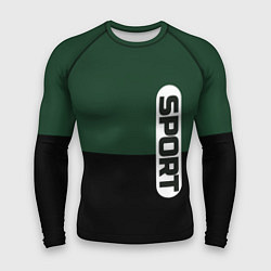 Рашгард мужской Sport чёрно-зелёный с белым, цвет: 3D-принт