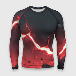 Рашгард мужской Красная молния на черной текстуре, цвет: 3D-принт