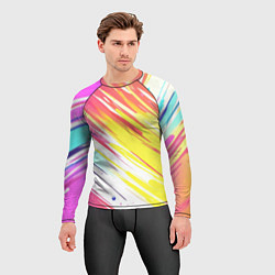 Рашгард мужской Брызги краски на белом фоне, цвет: 3D-принт — фото 2