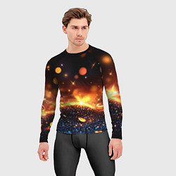 Рашгард мужской Оранжевое боке на черном, цвет: 3D-принт — фото 2