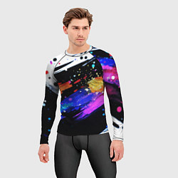 Рашгард мужской Разноцветные блестящие кляксы - текстура, цвет: 3D-принт — фото 2