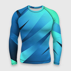 Рашгард мужской Сине-голубой абстрактные полосы, цвет: 3D-принт