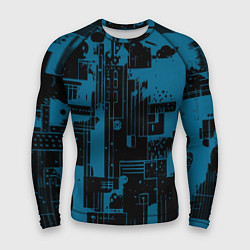 Рашгард мужской Чёрно-синий абстракция геомтеричный, цвет: 3D-принт