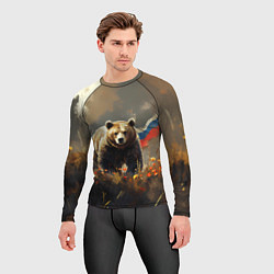 Рашгард мужской Русский медведь в поле, цвет: 3D-принт — фото 2