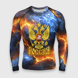Мужской рашгард Россия герб и огонь