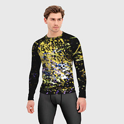 Рашгард мужской Желто синяя краска на черном, цвет: 3D-принт — фото 2