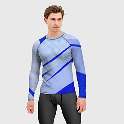 Рашгард мужской Светло-синий текстура с полосой, цвет: 3D-принт — фото 2
