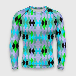 Мужской рашгард Геометрический узор с разноцветными ромбами