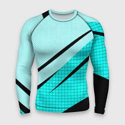 Мужской рашгард Абстрактный чёрно-голубой с полосами
