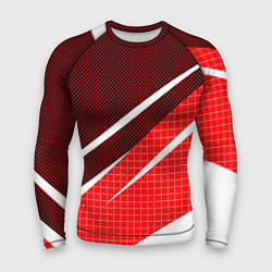 Рашгард мужской Красно-белый абстрактный с полосами, цвет: 3D-принт
