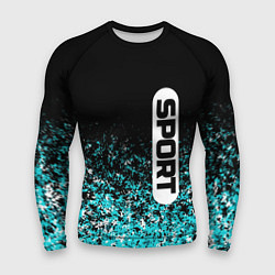 Мужской рашгард Sport чёрно-голубой пятнистый