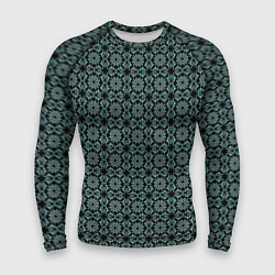 Мужской рашгард Чёрный с синим узором патерн