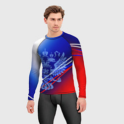 Рашгард мужской Герб России и градиент бело-сине-красный, цвет: 3D-принт — фото 2